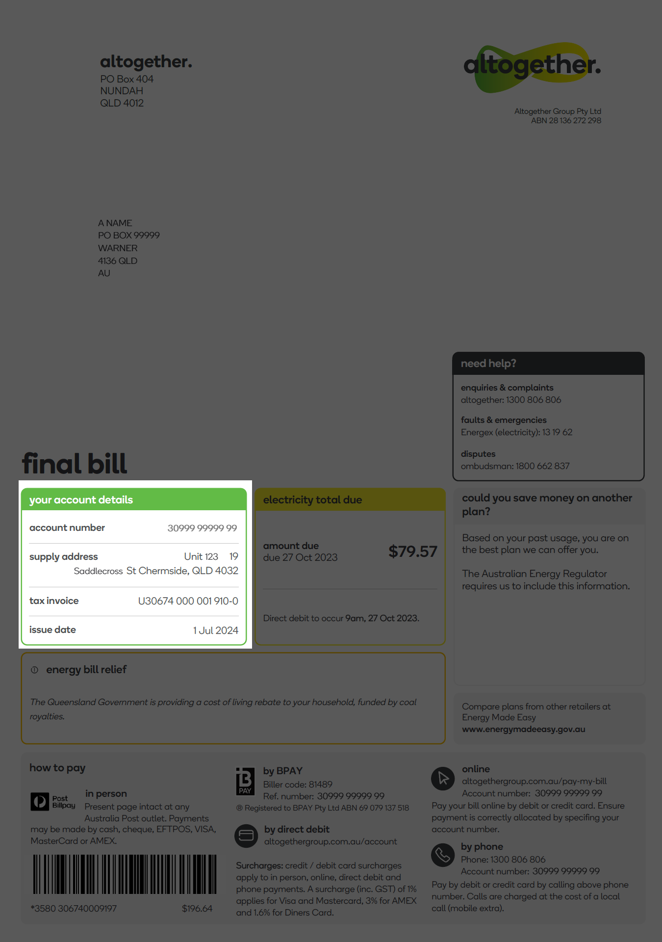 Your account details