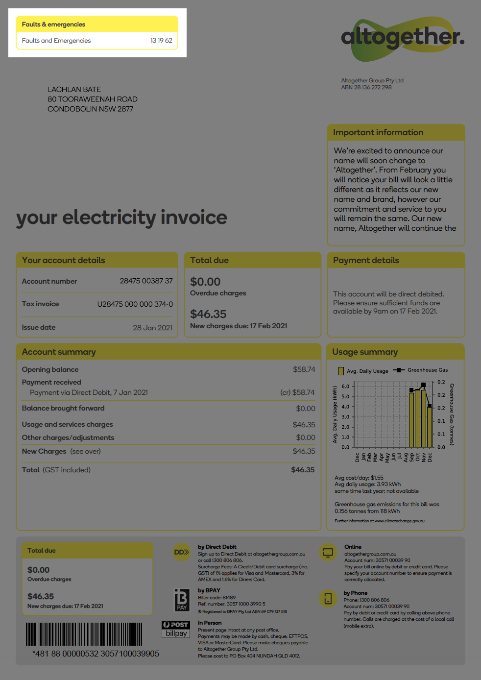 How to read your electricity bill Altogether Group